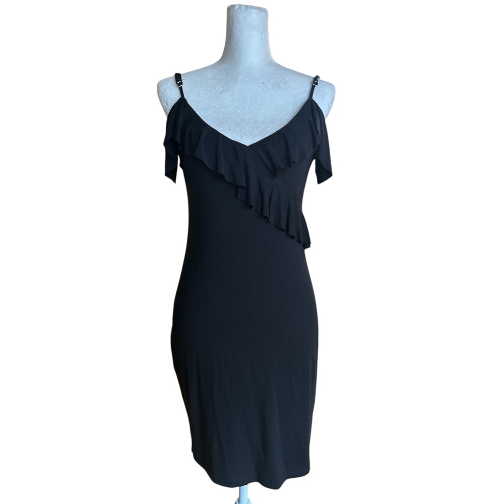 Tart Black Ruffle Sleeveless Bodycon Dress‎ Cocktail Party Size Medium LBD